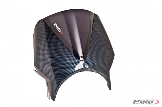 Afbeeldingen van Vervangingsruit naked bike model Vision carbon look Puig donker getint