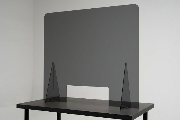 Afbeeldingen van Balie / bureau preventiescherm donker getint 90x80cm