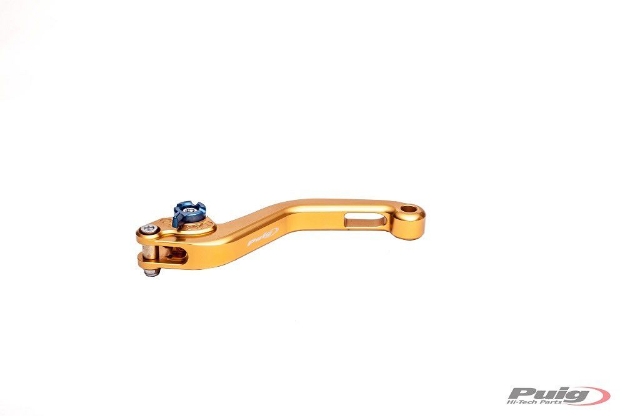 Afbeeldingen van Koppelingshendel Puig kort goud/blauw