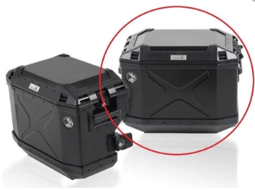 Toon details van Hepco&Becker Xplorer zijkoffer black 40 liter rechts voor Cutout kofferset Afbeeldingen van Hepco&Becker Xplorer zijkoffer black 40 liter rechts voor Cutout kofferset