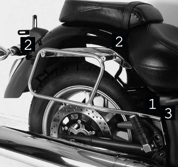Toon details van Tassendragers standaard chroom Hepco&Becker Yamaha XVS1300 Midnight Star Afbeeldingen van Tassendragers standaard chroom Hepco&Becker Yamaha XVS1300 Midnight Star