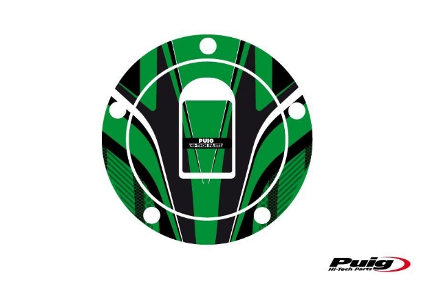 Afbeeldingen van Tankdopcover Radikal Puig voor diverse Kawasaki modellen van '00-'05-Groen