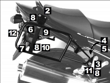 Toon details van Kofferrek zwart Lock-it Hepco & Becker Suzuki GSF650 N / S BANDIT '07-'08 (ABS) Afbeeldingen van Kofferrek zwart Lock-it Hepco & Becker Suzuki GSF650 N / S BANDIT '07-'08 (ABS)