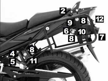 Toon details van Kofferrek zwart Lock-it Hepco & Becker Suzuki GSF650 N / S BANDIT '09- Afbeeldingen van Kofferrek zwart Lock-it Hepco & Becker Suzuki GSF650 N / S BANDIT '09-