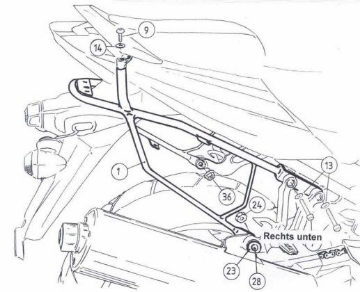 Toon details van Kofferrek zwart Hepco & Becker Suzuki SV650 N / S '03-'07 Afbeeldingen van Kofferrek zwart Hepco & Becker Suzuki SV650 N / S '03-'07