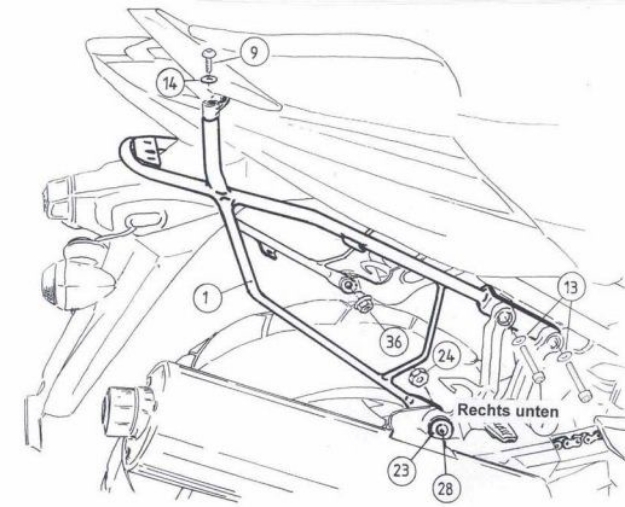 Afbeeldingen van Kofferrek zwart Hepco & Becker Suzuki SV650 N / S '03-'07