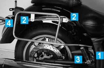 Toon details van Kofferrek chroom Hepco & Becker Yamaha XVS1300 Midnight Star Afbeeldingen van Kofferrek chroom Hepco & Becker Yamaha XVS1300 Midnight Star