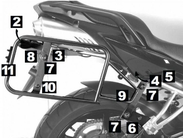 Toon details van Kofferrek zilver Lock-it Hepco&Becker Yamaha FZ6 / Fazer '07-09 Afbeeldingen van Kofferrek zilver Lock-it Hepco&Becker Yamaha FZ6 / Fazer '07-09
