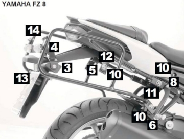 Toon details van kofferrek zwart Hepco & Becker Lock-it Yamaha FZ8 Fazer '10- Afbeeldingen van kofferrek zwart Hepco & Becker Lock-it Yamaha FZ8 Fazer '10-