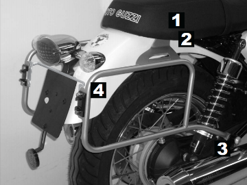 Toon details van Kofferrek chroom Hepco & Becker Moto Guzzi V7 classic / V7 Special Afbeeldingen van Kofferrek chroom Hepco & Becker Moto Guzzi V7 classic / V7 Special