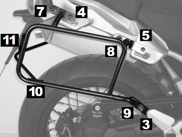 Toon details van Kofferrek zwart Lock-it Hepco & Becker Moto Guzzi STELVIO '08-'12 / NTX1200 Afbeeldingen van Kofferrek zwart Lock-it Hepco & Becker Moto Guzzi STELVIO '08-'12 / NTX1200