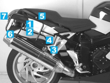 Toon details van Kofferrek zwart Hepco & Becker BMW K1200S '05- / K1300S '09- Afbeeldingen van Kofferrek zwart Hepco & Becker BMW K1200S '05- / K1300S '09-
