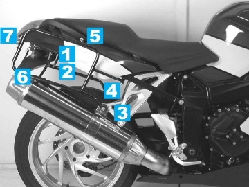 Toon details van Kofferrek zwart Hepco & Becker BMW K1200R '05- / K1200R Sport '07- / K1300R '09- Afbeeldingen van Kofferrek zwart Hepco & Becker BMW K1200R '05- / K1200R Sport '07- / K1300R '09-