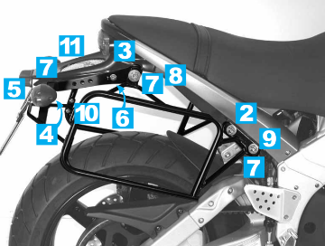 Toon details van Kofferrek zwart Lock-it Hepco & Becker Buell Lightning XB 9 SX / XB 12 S / Lightning Low XB 12 SCG Afbeeldingen van Kofferrek zwart Lock-it Hepco & Becker Buell Lightning XB 9 SX / XB 12 S / Lightning Low XB 12 SCG