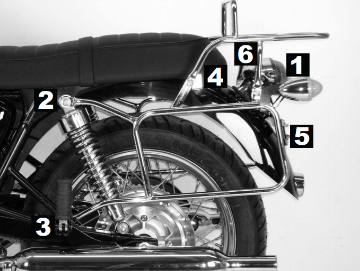 Toon details van Kofferrek chroom Hepco & Becker Triumph BONNEVILLE /T100 Afbeeldingen van Kofferrek chroom Hepco & Becker Triumph BONNEVILLE /T100