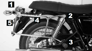Toon details van Kofferrek chroom Hepco & Becker Triumph BONNEVILLE /T100 Afbeeldingen van Kofferrek chroom Hepco & Becker Triumph BONNEVILLE /T100
