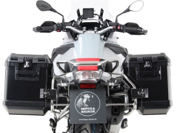 Toon details van Kofferset Hepco&Becker 'Cutout' met RVS rek en Xplorer koffers BMW R1250GS Adventure '19- Afbeeldingen van Kofferset Hepco&Becker 'Cutout' met RVS rek en Xplorer koffers BMW R1250GS Adventure '19-