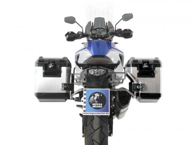 Afbeeldingen van Kofferset Hepco&Becker 'Cutout' met RVS rek en Xplorer koffers KTM 1090 Adventure '17-