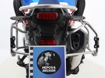 Toon details van Kofferrek RVS Hepco&Becker voor 'Cutout' Xplorer zijkoffers Honda CRF1000L Africa Twin Adventure Sports '18- Afbeeldingen van Kofferrek RVS Hepco&Becker voor 'Cutout' Xplorer zijkoffers Honda CRF1000L Africa Twin Adventure Sports '18-