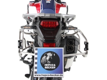 Toon details van Kofferrek RVS Hepco&Becker voor 'Cutout' Xplorer zijkoffers Honda CRF1000L Africa Twin '16-17 Afbeeldingen van Kofferrek RVS Hepco&Becker voor 'Cutout' Xplorer zijkoffers Honda CRF1000L Africa Twin '16-17