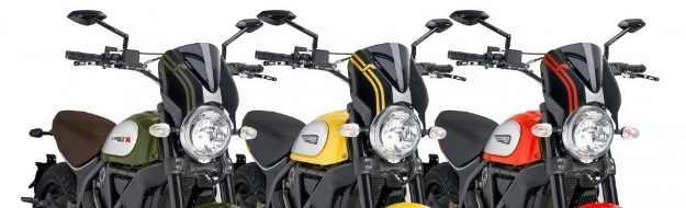 Afbeeldingen van Vervangingsruit naked bike met zwart kuipje Puig diverse Ducati Scrambler modellen