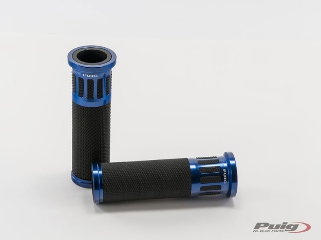 Afbeeldingen van Handvatten Puig HI-TECH Racing (123mm)-Blauw