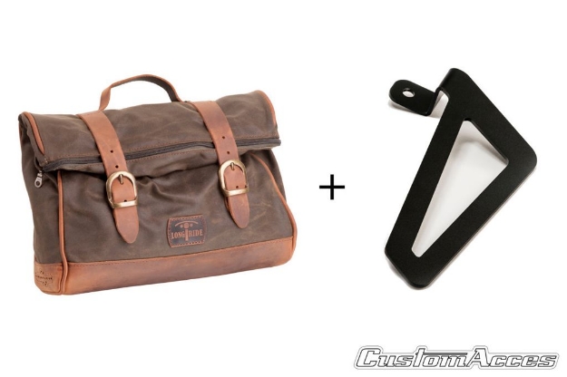 Afbeeldingen van Vintage zadeltas links bruin met universele afstandhouders Custom Acces - 8 ltr