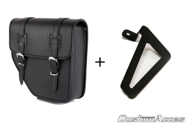 Afbeeldingen van Ibiza zadeltas zwart links met universele afstandhouders Custom Acces - 11 ltr