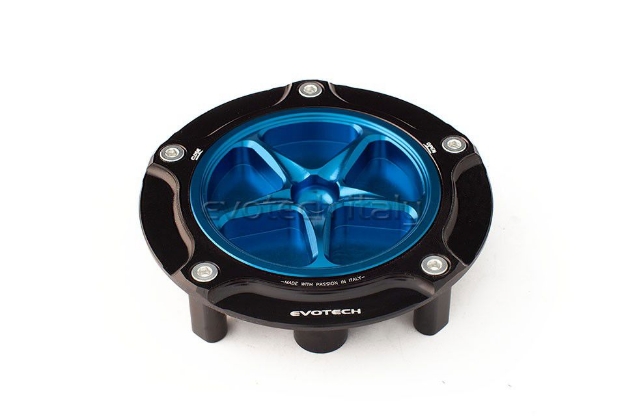 Afbeeldingen van Tankdop Evotech met schroefdop Honda (diverse modellen) zwart/blauw