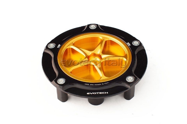 Afbeeldingen van Tankdop Evotech met schroefdop Honda (diverse modellen) zwart/goud