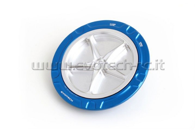 Afbeeldingen van Tankdop met schroefdop van Evotech voor Aprilia / Ducati / MV Agusta blauw/zilver