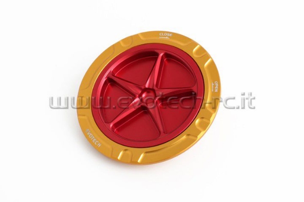Afbeeldingen van Tankdop met schroefdop van Evotech voor Aprilia / Ducati / MV Agusta goud/rood