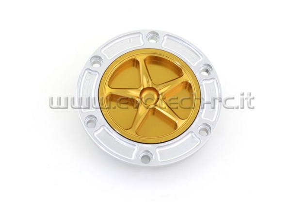 Afbeeldingen van Tankdop met schroefdop Evotech diverse Aprilia / KTM / MV Agusta / Triumph (ATB2) zilver/goud