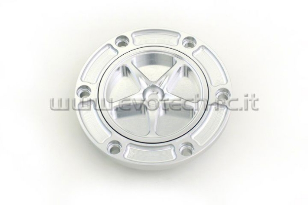 Afbeeldingen van Tankdop met schroefdop Evotech diverse Aprilia / KTM / MV Agusta / Triumph (ATB2) zilver/zilver