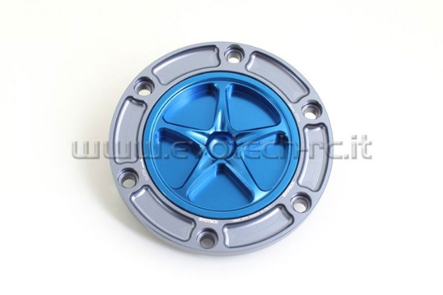 Afbeeldingen van Tankdop met schroefdop Evotech diverse Aprilia / KTM / MV Agusta / Triumph (ATB2) titanium/blauw