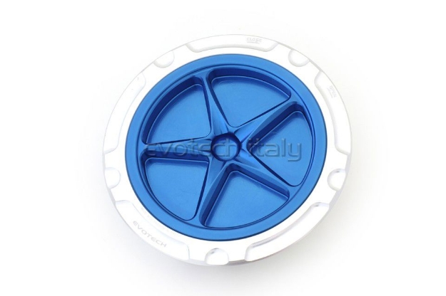 Afbeeldingen van Tankdop met schroefdop Evotech BMW R Nine T/ 1200 Scrambler '14- zilver/blauw