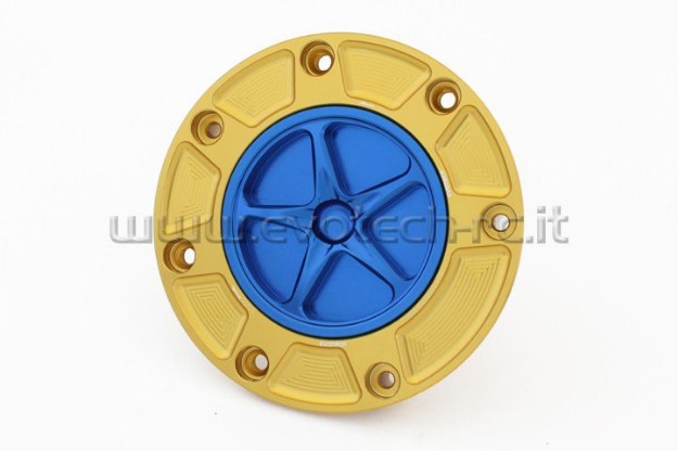 Afbeeldingen van Tankdop met schroefdop Evotech Honda goud/blauw