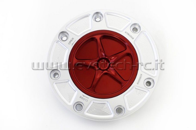 Afbeeldingen van Tankdop met schroefdop Evotech Honda zilver/rood