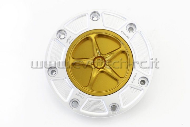 Afbeeldingen van Tankdop met schroefdop Evotech Honda zilver/goud