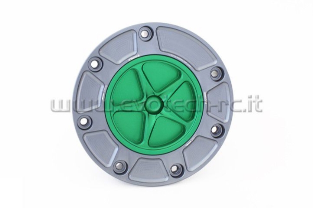 Afbeeldingen van Tankdop met schroefdop Evotech Honda titanium/groen