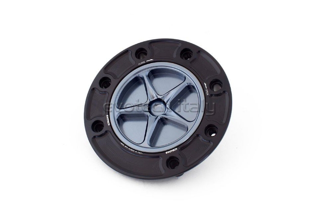 Afbeeldingen van Tankdop met schroefdop Evotech Suzuki 7 bouten (SU1) zwart/titanium