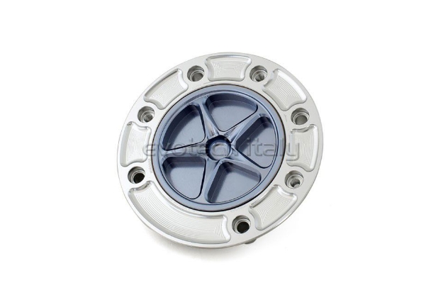 Afbeeldingen van Tankdop met schroefdop Evotech Suzuki 7 bouten (SU1) zilver/titanium