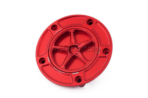 Afbeeldingen van Tankdop met schroefdop Evotech Suzuki 5 bouten (SU2) rood/rood