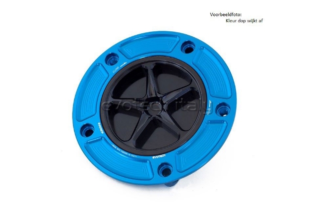 Afbeeldingen van Tankdop met schroefdop Evotech Suzuki 5 bouten (SU2) blauw/matzwart