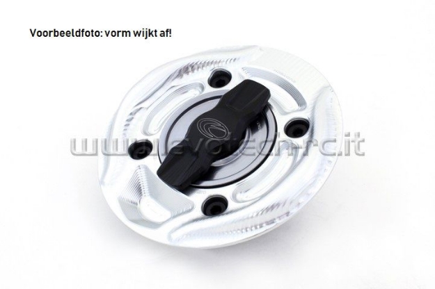 Afbeeldingen van Tankdop met snelsluiter van Evotech voor diverse Aprilia / Ducati / KTM / MV Agusta -zilver/titanium
