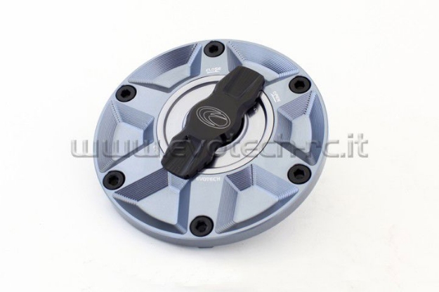 Afbeeldingen van Tankdop met snelsluiter van Evotech voor diverse Aprilia / Triumph / MV Agusta titanium/titanium