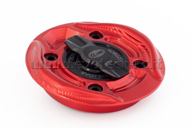 Afbeeldingen van Tankdop met snelsluiter van Evotech voor diverse Ducati modellen rood/zwart