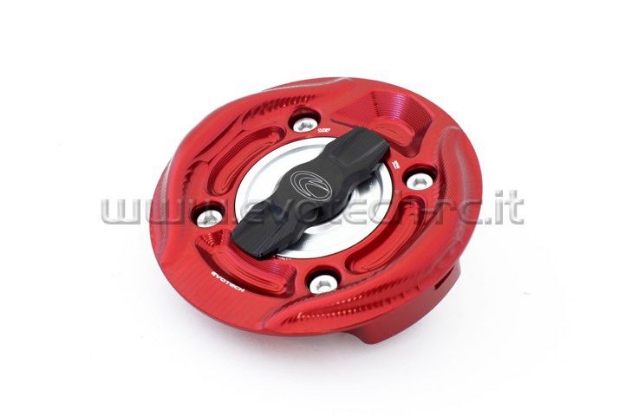 Afbeeldingen van Tankdop met snelsluiter van Evotech voor diverse Ducati modellen rood/zilver
