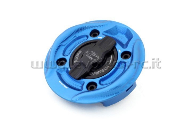 Afbeeldingen van Tankdop met snelsluiter van Evotech voor diverse Ducati modellen blauw/zwart