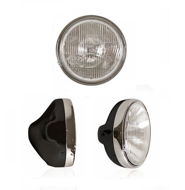Afbeeldingen van Koplamp zwart rond 20cm model Hush Chaft